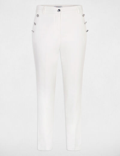Cropped fitted trousers ecru ladies'