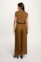 Satin short-sleeved blouse camel women