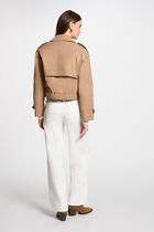 Buttoned short trenchcoat camel women