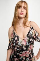 Printed top with ruffles multicolor women