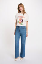 Printed t-shirt with round neck white women