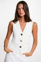 Sleeveless v-neck cardigan white women