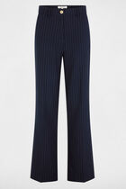 Pantalon flare à rayures bleu marine femme