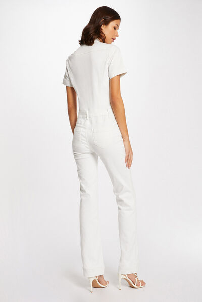 Flare buttoned jumpsuit ecru ladies'