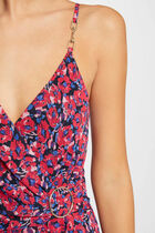 Maxi dress abstract print medium red women