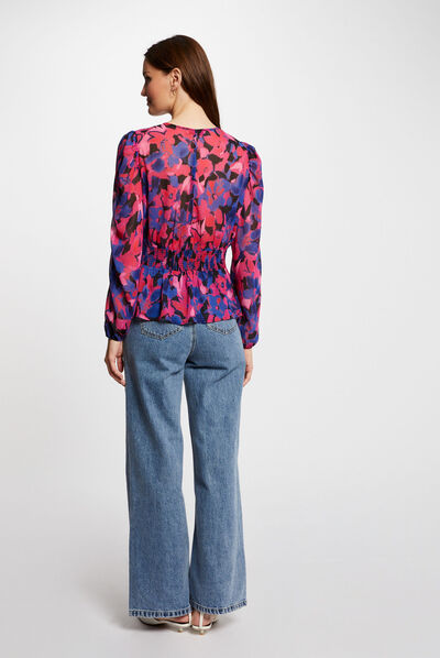 Wrap-over top floral print multico ladies'