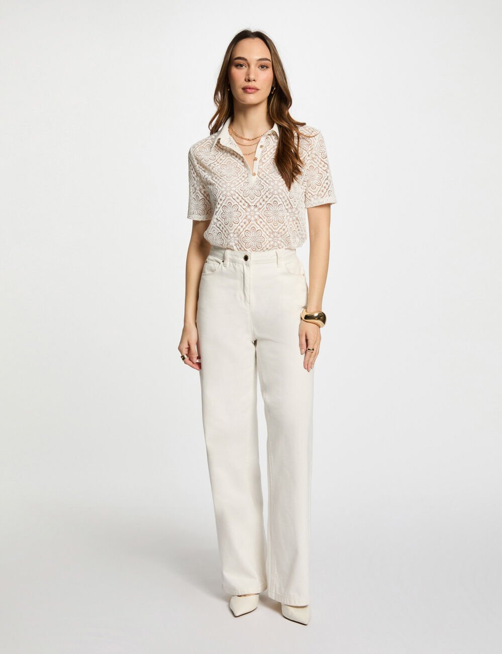 Short-sleeved polo white women