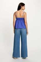 High-waisted wide-leg jeans bleach denim women
