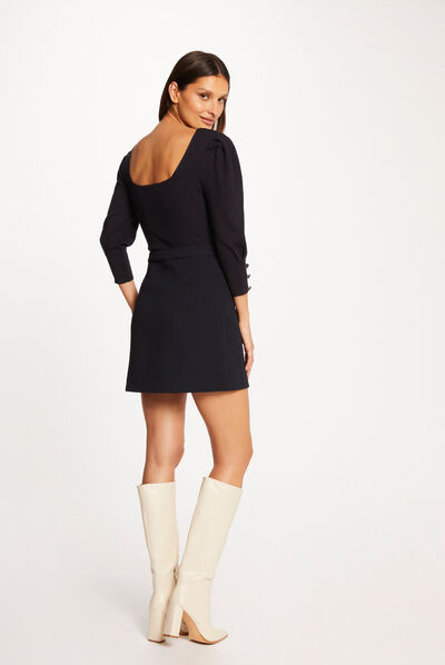 Jumper with puff 3/4-length sleeves navy ladies'