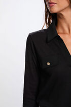 Knit with a turn-down collar black women