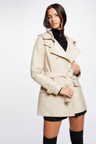 Waisted belted trenchcoat with hood sand women