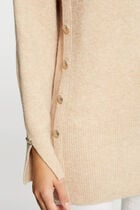 Mid-length jumper with long sleeves beige women