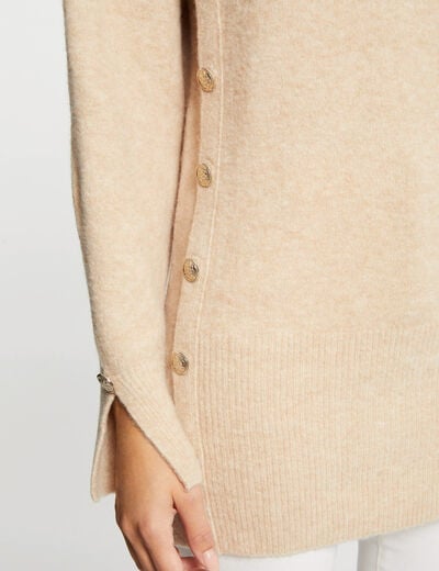 Mid-length jumper with long sleeves beige women