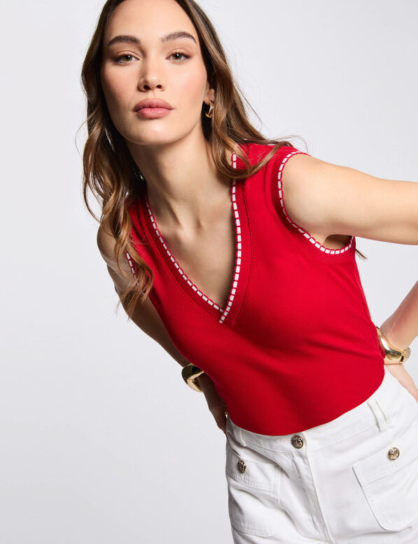 Sleeveless vest top red women