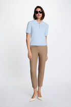 Sweater with a turned-down collar sky blue women