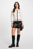 Jumper round neck long sleeves ivory women