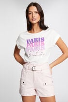 T-shirt with message ecru women