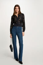 Long-sleeved shirt navy blue women