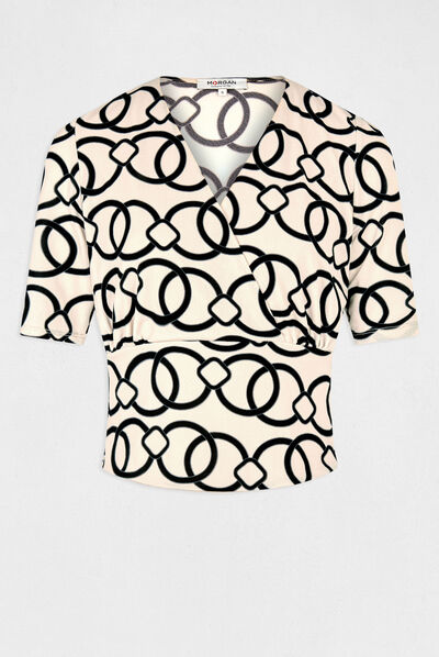 Short-sleeved t-shirt chain print multico ladies'