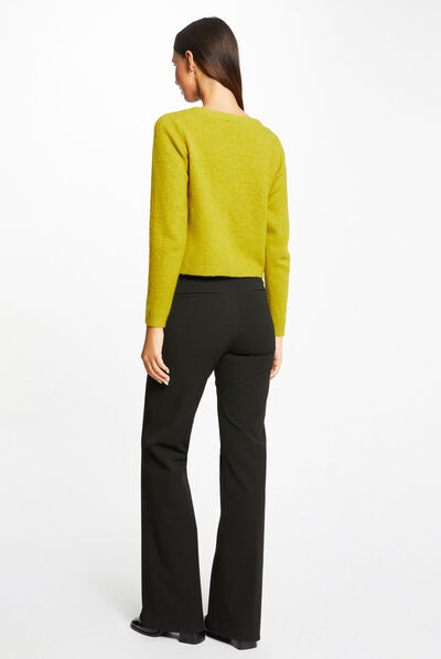 Straight buttoned cardigan with V-neck aniseed ladies'