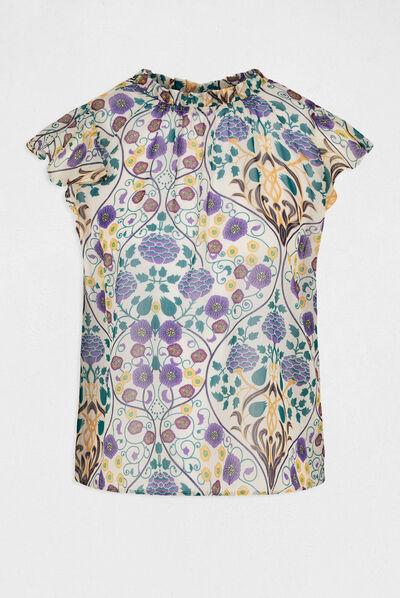 Short-sleeved blouse with vegetal print multico ladies'
