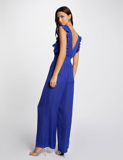 Jumpsuit with ruffles electric blue ladies'