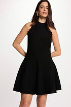 Sleeveless knitted flared dress black women