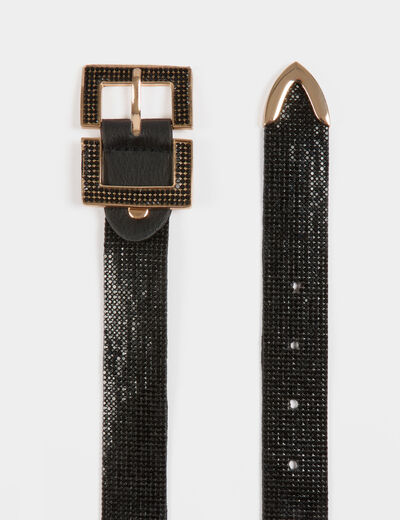 Belt with rhinestones black women