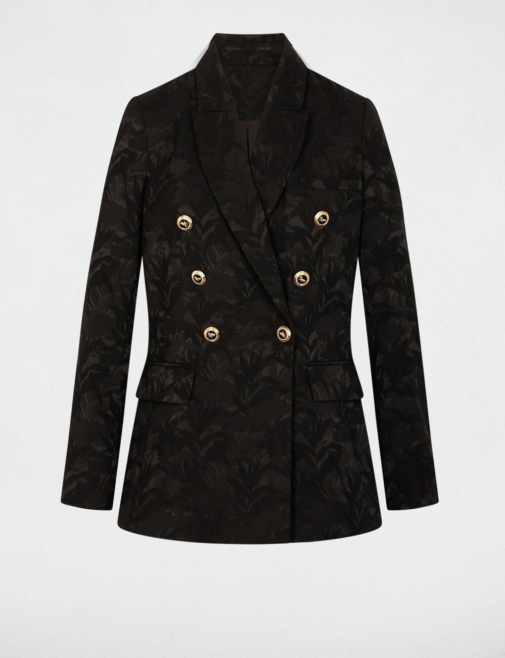 Veste jacquard ajustée noir femme