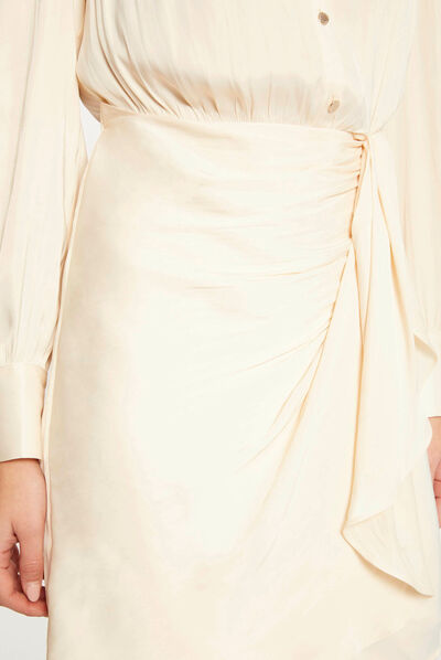Satin draped straight dress  ladies'