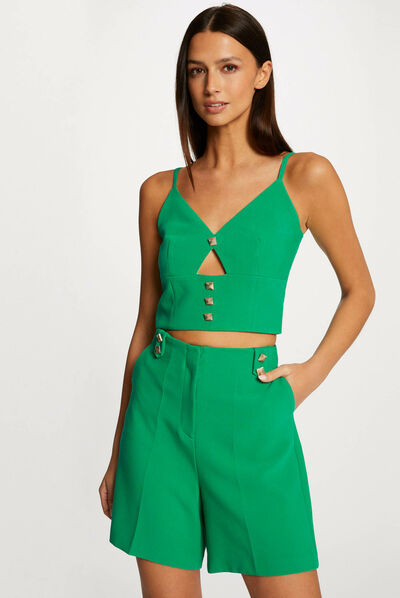 Blouse with thin straps and buttons green ladies'