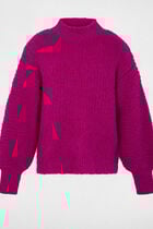 Pull oversize col montant violet femme