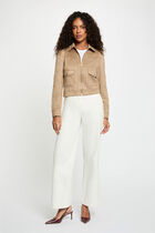 Short suede jacket taupe women