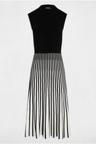 Robe tricot trapèze plissée noir femme