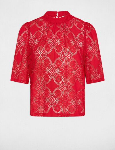 T-shirt 3/4-length sleeves rouge fonce ladies'