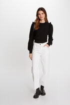 Pull manches longues volants noir femme