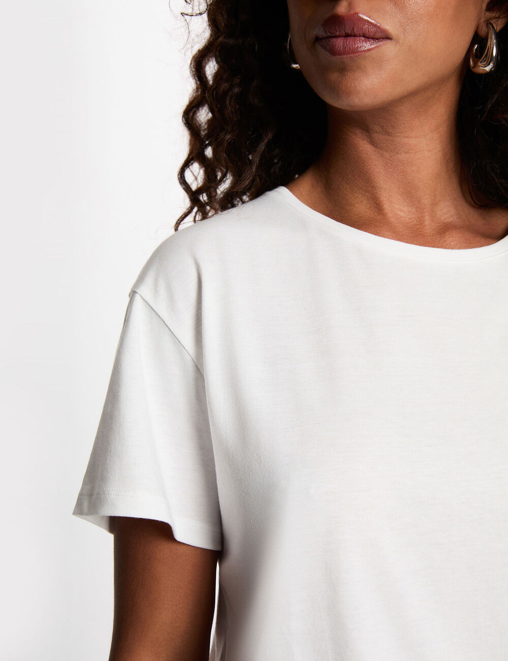 Printed t-shirt with round neck white women