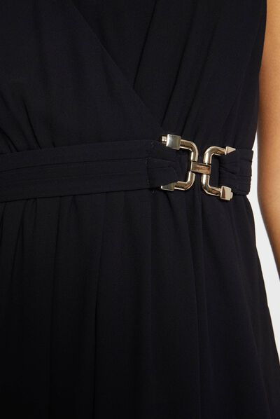 A-line dress with buckle navy ladies'