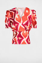 Printed top short sleeves multicolored women