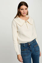 Jumper with zipped-rollneck ivory women