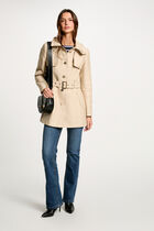 Trench mi-long ceinturé sable femme
