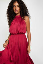 Maxi loose A-line dress bordeaux women