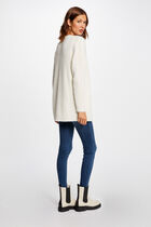 Long cardigan with fluffy knit ivory women