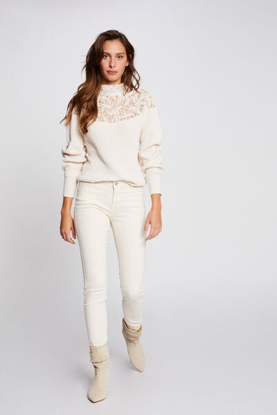 Low-waisted skinny jeans ivory ladies'