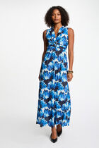 Robe longue droite imprimée multicolore femme