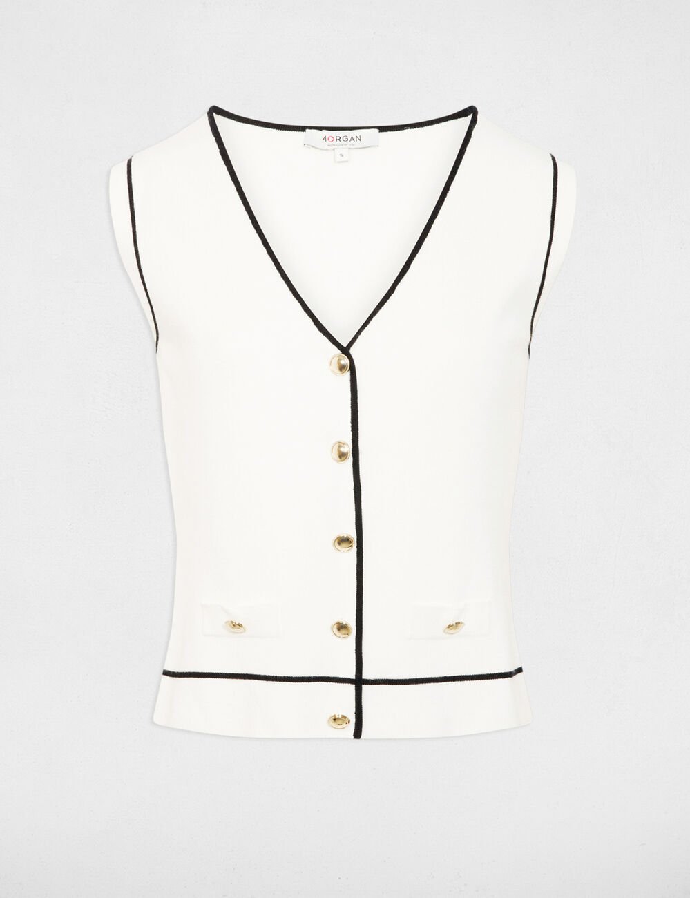 Sleeveless V-neck sweater white women