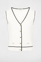 Sleeveless V-neck sweater white women