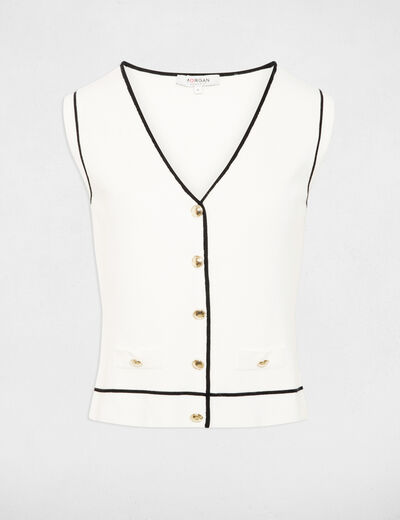 Sleeveless V-neck sweater white women