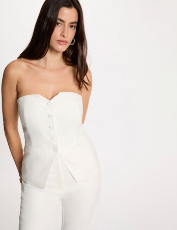 Striped sleeveless bustier white women