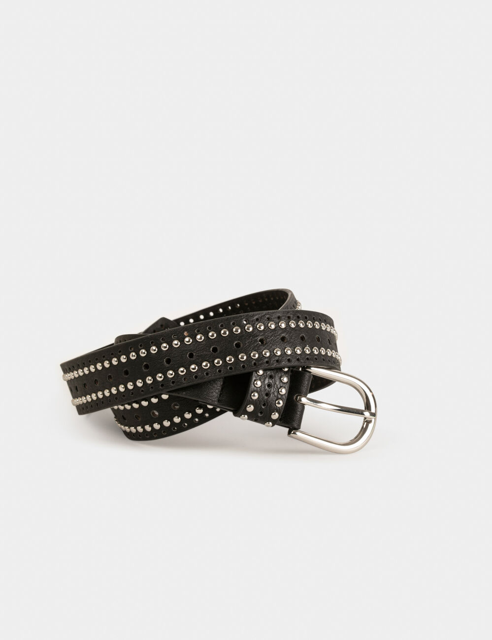Belt with studs and perforations black women